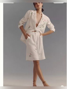 ANTHROPOLOGIE LINEN BERMUDA SHORT WHITE SIZE 6 NWT